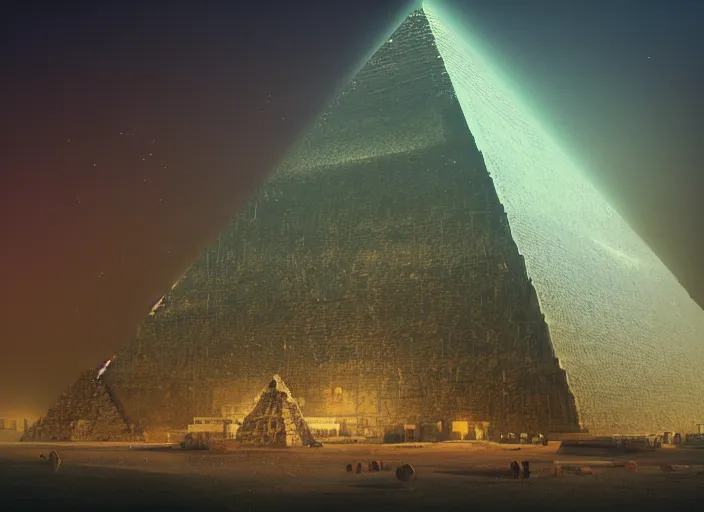 Image similar to the real pyramid architects, retrofuturistic, old, forgotten, technological, ancient, lost, volumetric lighting, 4 k, derek zabrocki