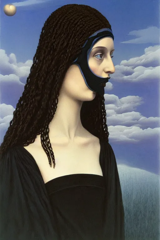 Image similar to portrait of beautiful young gothic maiden, readhead, highly detailed, artstation, illustration, art by rene magritte