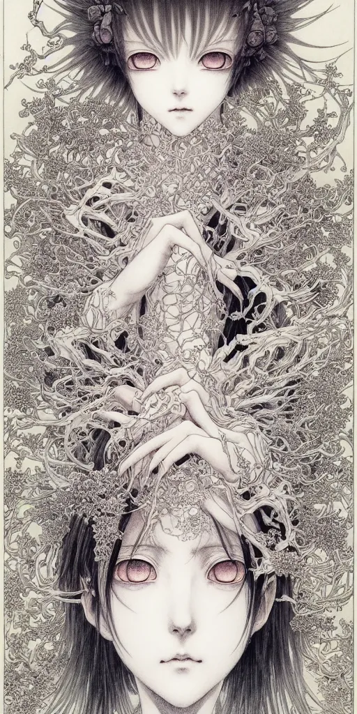 Image similar to prompt: Fragile looking vessel portrait soft light drawn by Vania Zouravliov and Takato Yamamoto, inspired by Evangeleon Anime, magical and alchemical weapons, soft light, white background, intricate detail, intricate ink painting detail, sharp high detail, manga and anime 2000