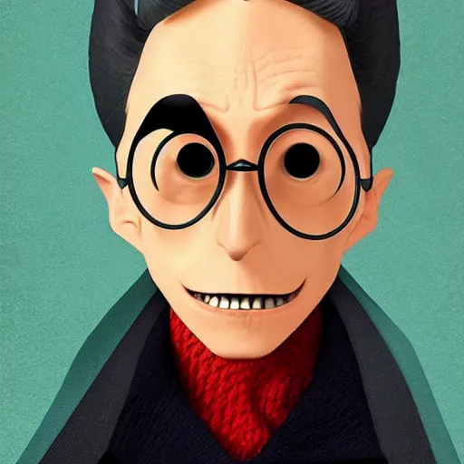 Prompt: Harry Potter Dracula profile picture by Pixar, asymmetrical, Organic Painting , Matte Painting, geometric shapes, hard edges :2 by Goro Fujita:4