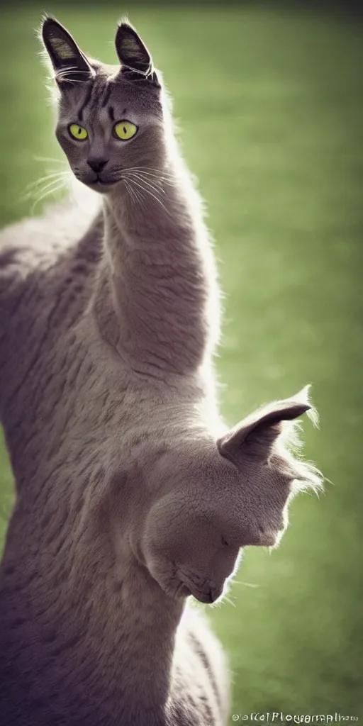 Image similar to a feline llama - cat - hybrid, animal photography