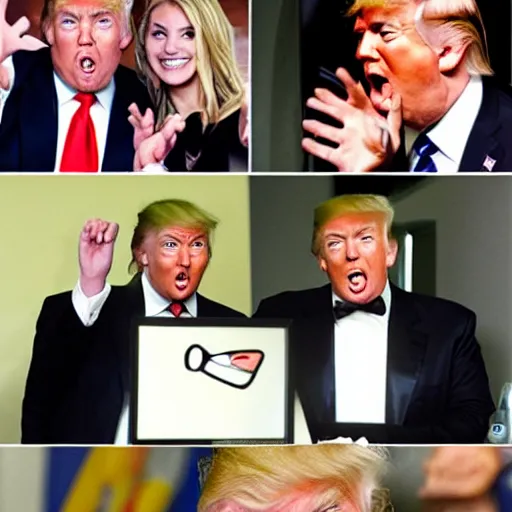 Image similar to donald trump make silly face at stargate