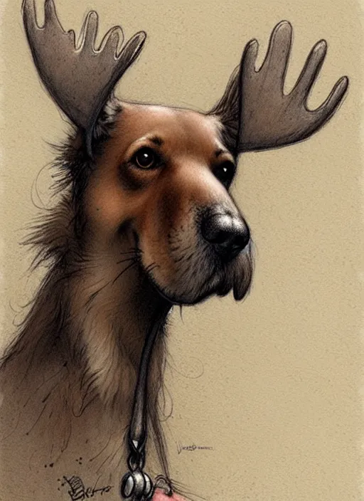 Image similar to cute dog moose, muted colors, by jean - baptiste monge