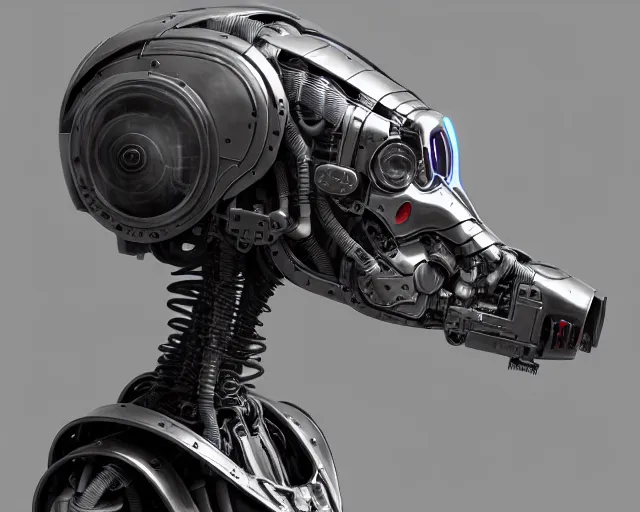 Image similar to portrait of terminator dachshund robot, mechanical, machine, octane render, concept art, sharp focus, hyper - realistic, intricate, detailed, eduard pronin, luka mivsek, ruan jia