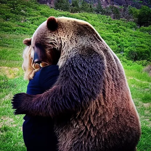 Prompt: “tardigrade and grizzly bear mobsters hugging”