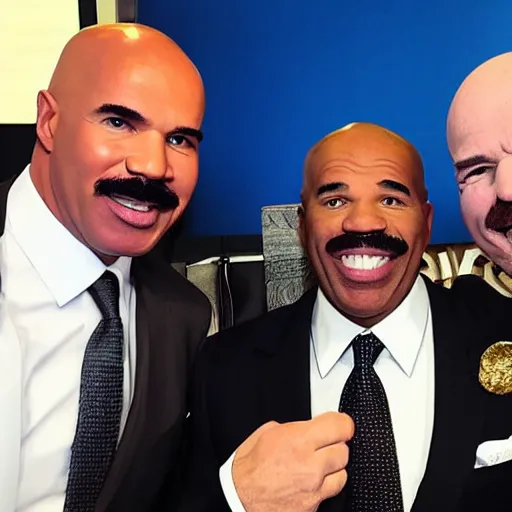 Image similar to white steve harvey meeting black steve harvey and blue steve harvey