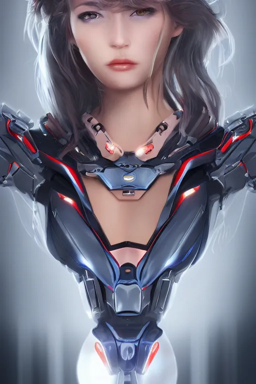 Image similar to heroine, beautiful, female mecha, ultra detailed, digital art, 8 k, character, realistic, portrait, 3 d, hyperrealistic