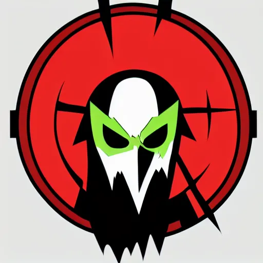 Image similar to Spawn by Todd-MacFarlene, SVG, Vector sticker, flat colors, full-body, uncropped, white-space-surrounding-subject