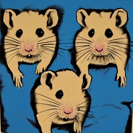 Prompt: feral hamsters, by andy warhol