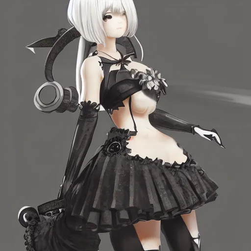 Prompt: Northern princess (Kantai Collection) as 2B nier automata, cute, intricate, elegant, highly detailed, digital painting, 4k, HDR, concept art, smooth, sharp focus, illustration,Raytracing