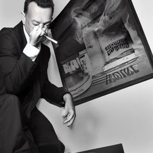 an extremely high tom hanks smoking a blunt, award | Stable Diffusion