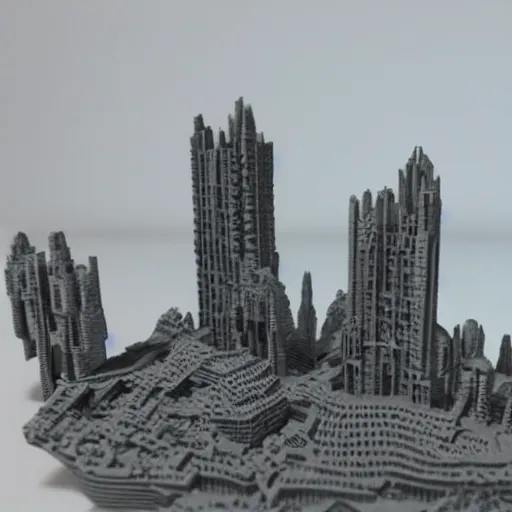 Image similar to 3 d printed skylines, skyrim gameplay