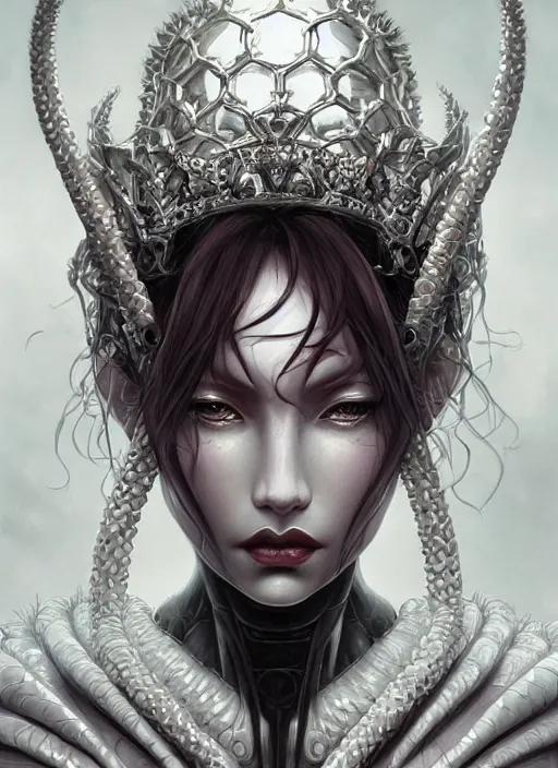 Prompt: a detailed face portrait of the queen of blades, line art, beautiful face, by yusuke murata, by hiroya oku, by tom bagshaw, trending on artstation