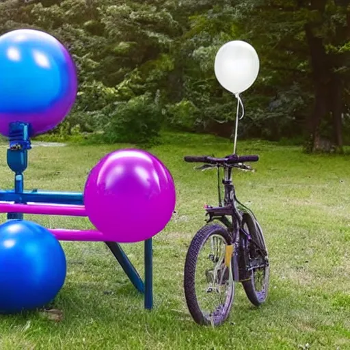 Prompt: air pump pumping up a balloon, bicycle pump, inflating a balloon