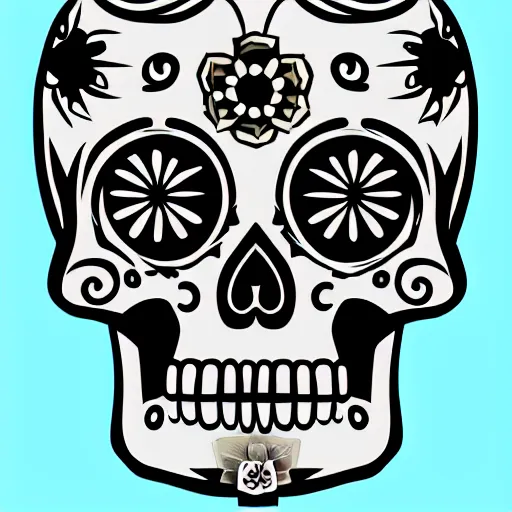 Image similar to a small vector tattoo design. art deco sugar skull.