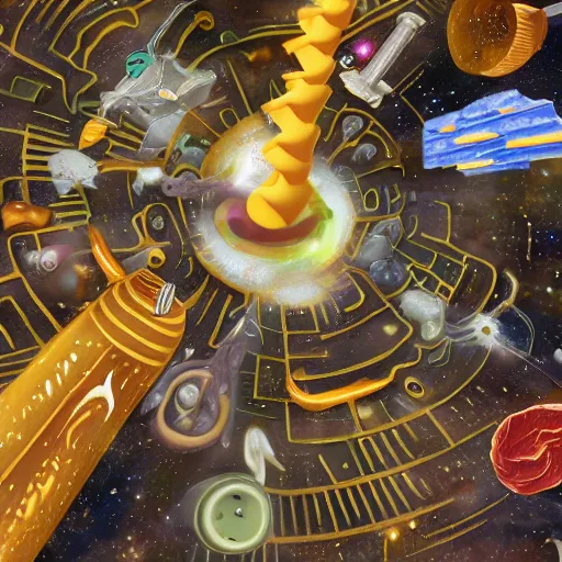 Image similar to a galactic enterprise of aliens boarding a ship of ranch and cheese while roping each other in on an adventure of ecstasy, 4 k, excellent detail, high detail, high quality, digital art, fueled by caffeine