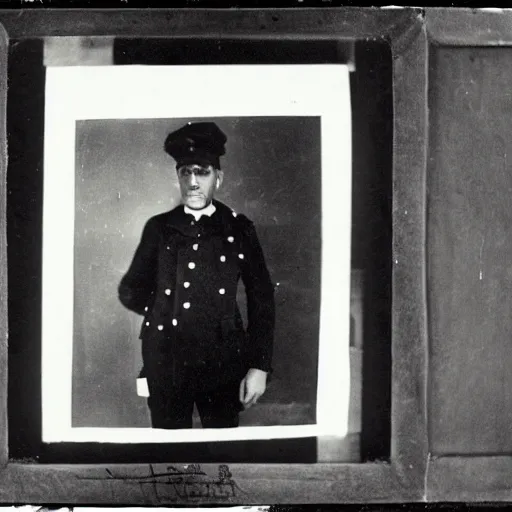 Image similar to photo portrait of a policeman photo by Diane Arbus and Louis Daguerre