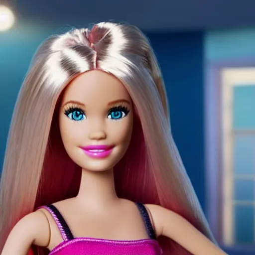 Image similar to barbie live action remake, 4 k, film still, live action, realistic, human, actress
