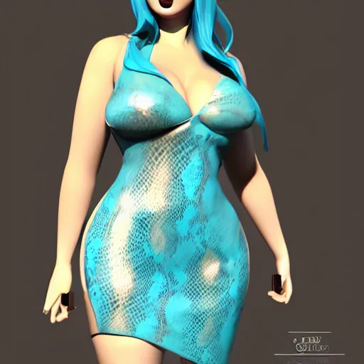 Image similar to curvy feminine hot goth woman with elegant cyan-white snakeskin leather dress, desert camo pattern, cgsociety, photorealistic, sublime ambience, idealistic, 16k, smooth, sharp focus, trending on ArtStation, volumetric lighting, fully clothed, worksafe