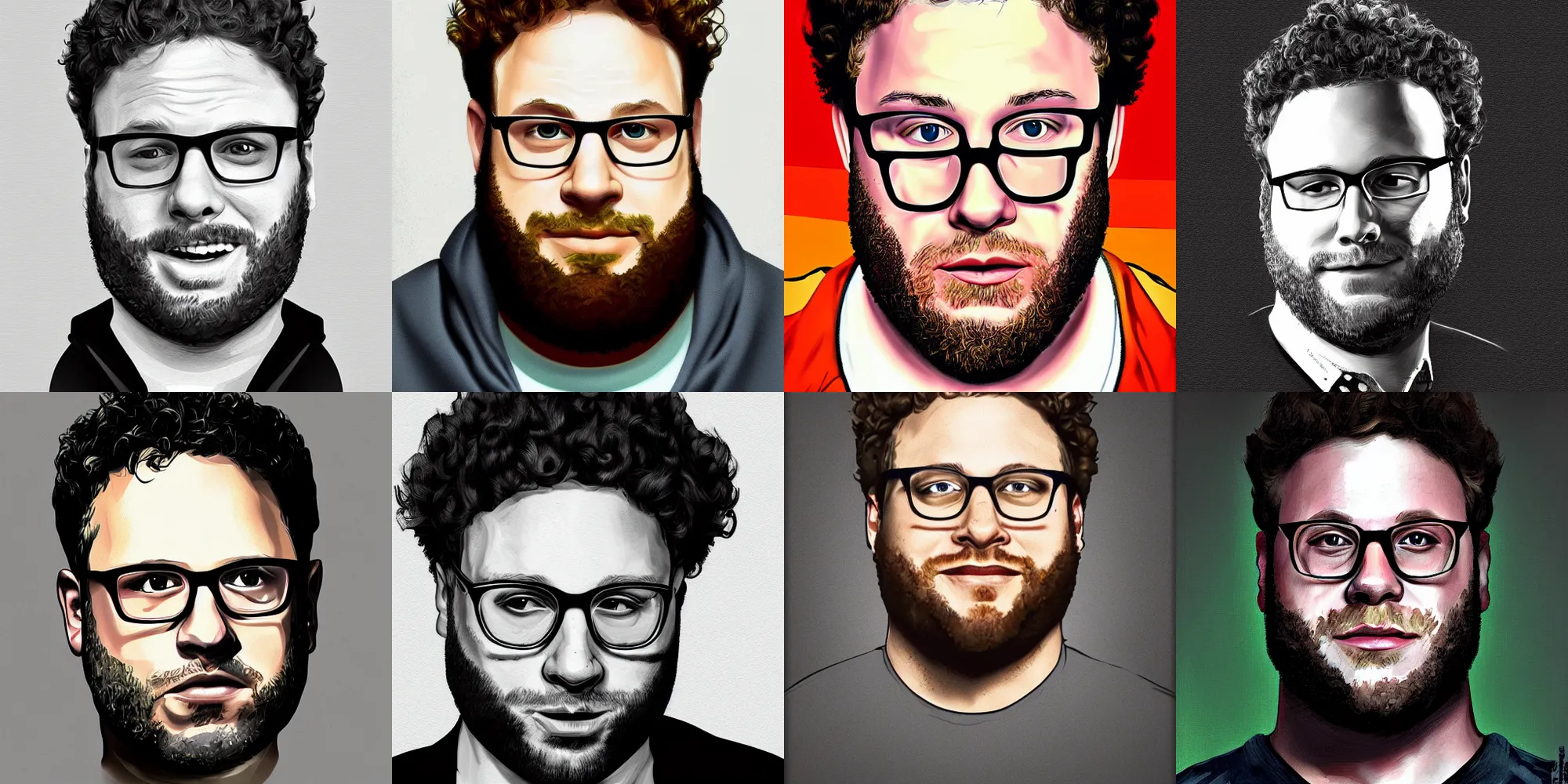 Prompt: seth aaron rogen, dope, portrait, digital paint, realistic