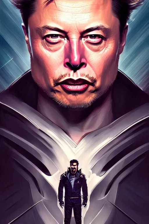 Image similar to elon musk as wolverine, realistic portrait, symmetrical, highly detailed, digital painting, artstation, concept art, smooth, sharp focus, illustration, cinematic lighting, art by artgerm and greg rutkowski and alphonse mucha