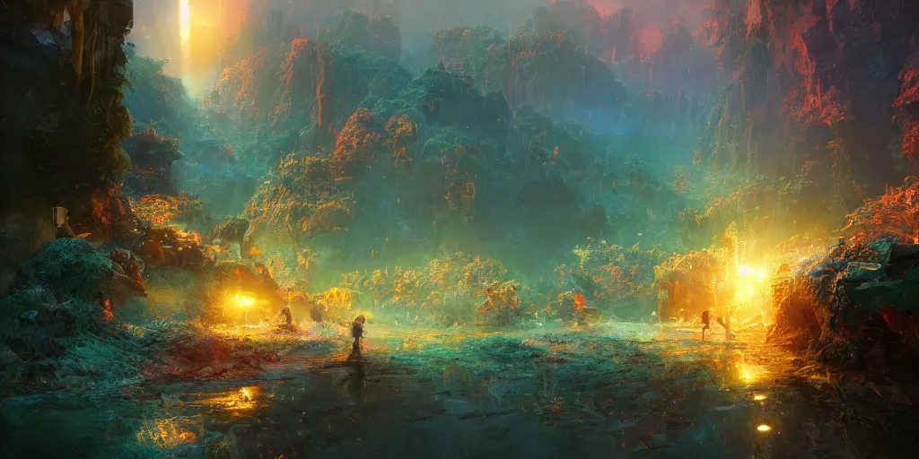 Image similar to and this will be the day - - this will be the day when all of god's children will be able to sing with new meaning : ultrafine highly detailed hyper colorful illustration, sharp focus, rozalski, craig mullins, federico pelat, unreal engine highly rendered, global illumination, radiant light, intricate and detailed environment