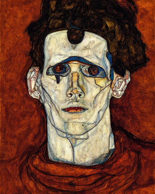 Image similar to portrait of bender by egon schiele in the style of greg rutkowski