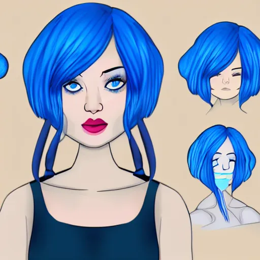 Image similar to blue hair girl by anna cattish, character design tutorial