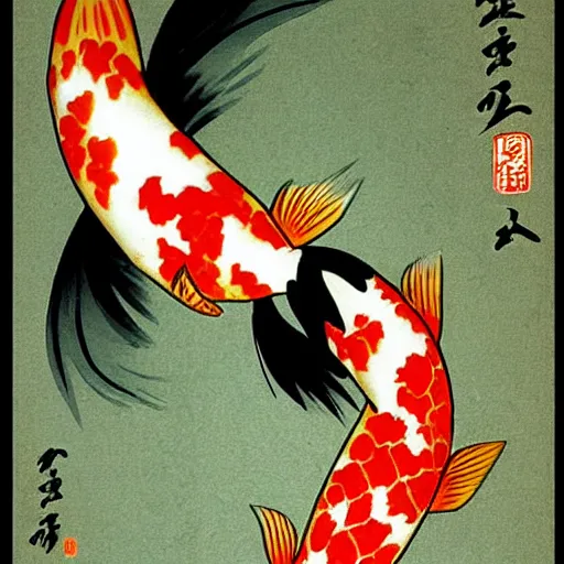 Image similar to japanese woman koi fish japanese art