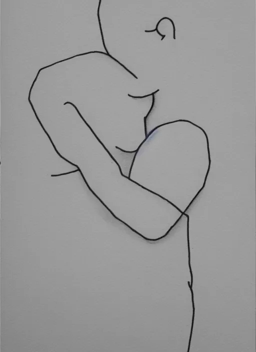 Image similar to art illustration of a minimalist modern drawing of a hug made