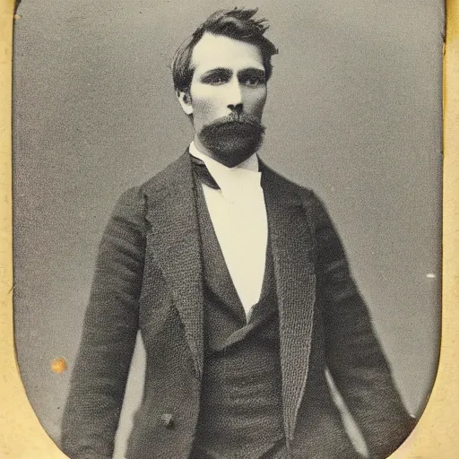 Image similar to daguerrotype of a well dressed man with fly eyes