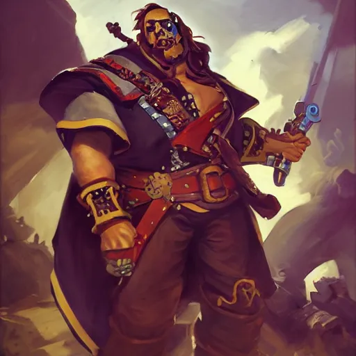 Image similar to greg manchess portrait painting of partially armored undead pirate captain lechuck as overwatch character, medium shot, asymmetrical, profile picture, organic painting, sunny day, matte painting, bold shapes, hard edges, street art, trending on artstation, by huang guangjian, gil elvgren, ruan jia, greg rutkowski, gaston bussiere