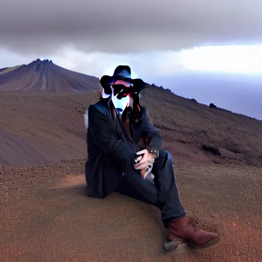 Image similar to johnny depp visiting the Teide in Tenerife