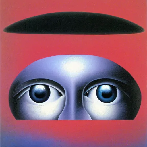 Prompt: A man\'s eyes containing the universe, by René Magritte