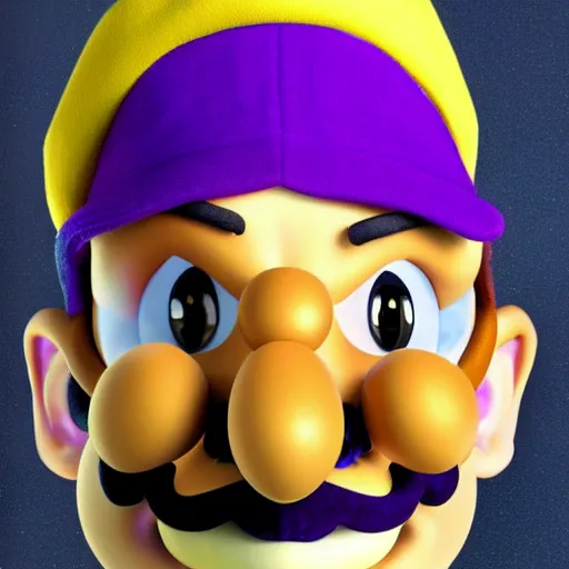 Image similar to stunning award winning hyperrealistic hdr 8 k highly detailed portrait photo of waluigi as a real human!!!!!!!!