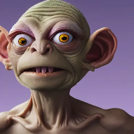 Prompt: Gollum depicted as a muppet