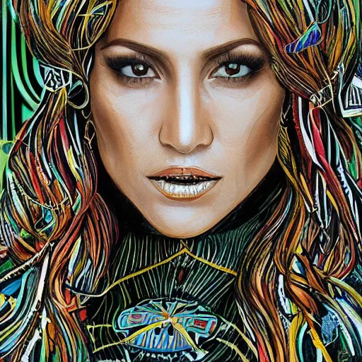 Prompt: J Lo, painted by Martine Johanna