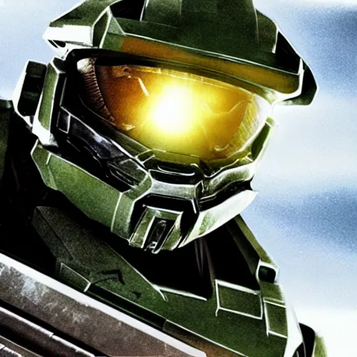 Prompt: film still of master chief from halo