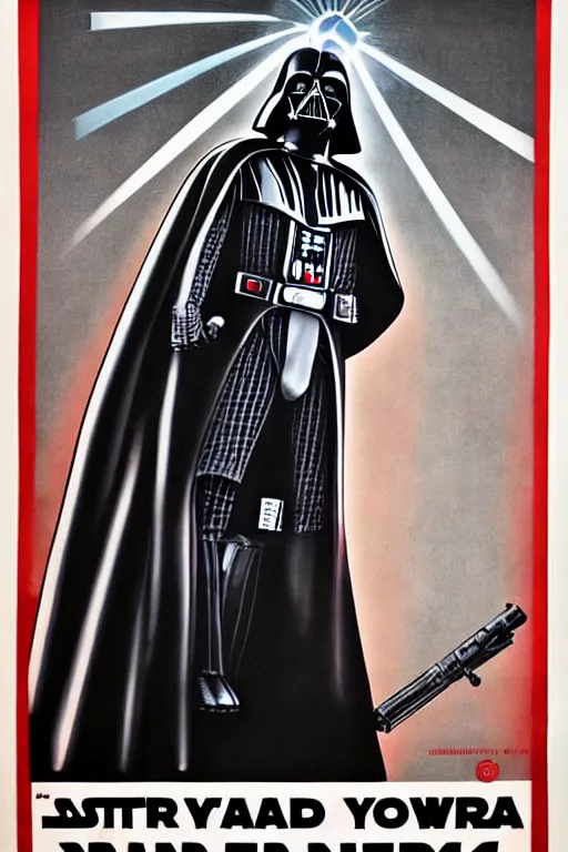 Prompt: propaganda poster of darth vader with the slogan join the dark side, valentina kulagina