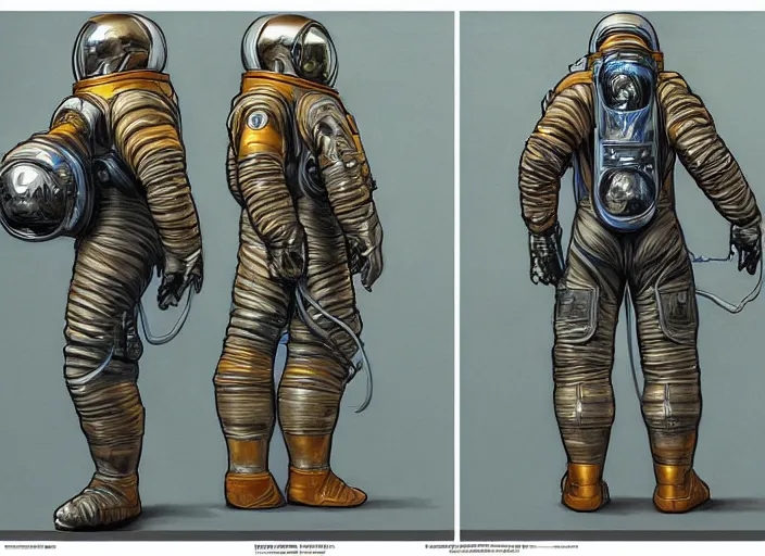 Prompt: Character front and back view of Astronaut by Donato Giancola, Trending on artstation and pixiv