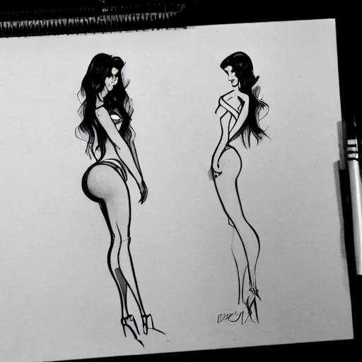 Image similar to milt kahl sketch of victoria justice with kim kardashian body