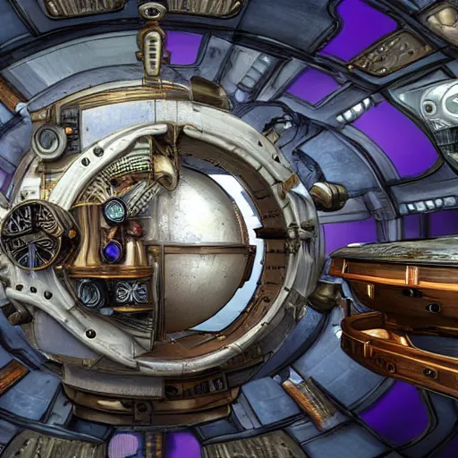 Prompt: photo of a steampunk space habitat
