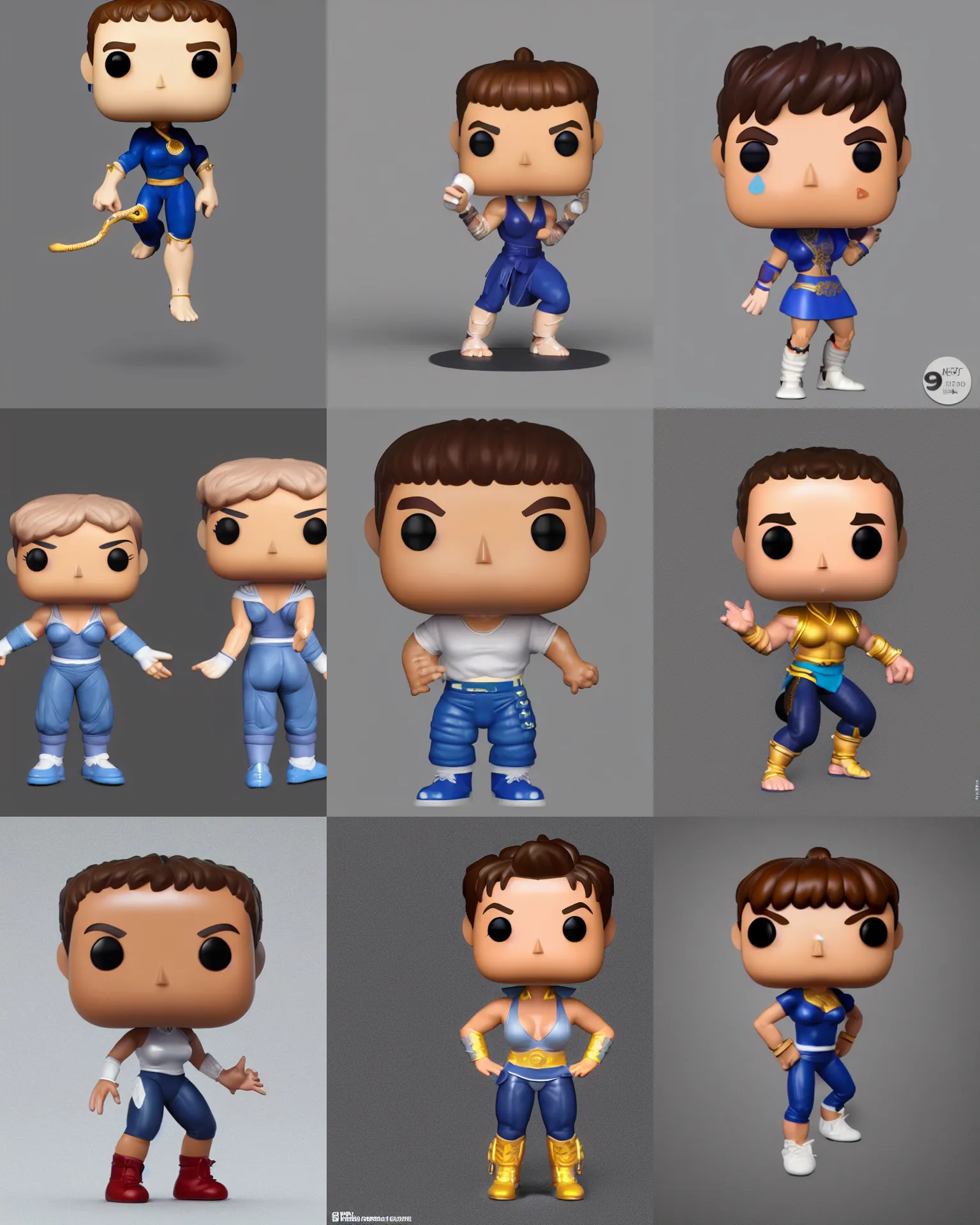 Prompt: full body 3d render of mark zuckerberg as chun li as a funko pop!, studio lighting, grey background, single body, no shadow, blender, trending on artstation, 8k, highly detailed