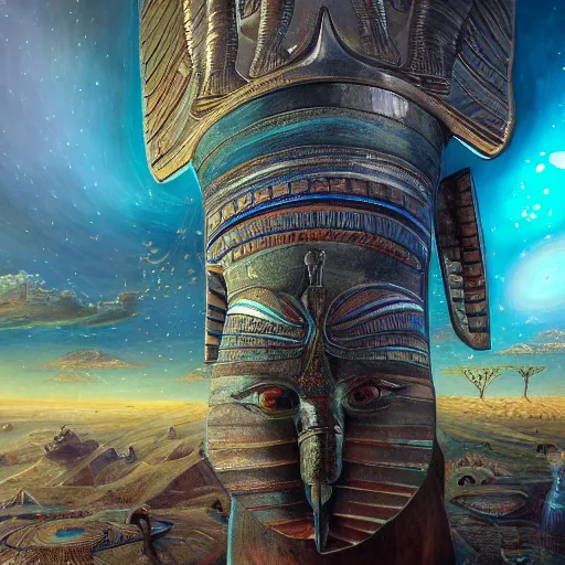 Image similar to detailed image of the god egyptian god thoth, insanely detailed oil painting, with insects and crystals deflecting light, cinematic lighting, epic composition, hyper realistic, extreme detail, esoteric symbolism, ultra high quality, 3 d render, 8 k, by tyler edlin, nasto hattori, simon stalenhag, rhads