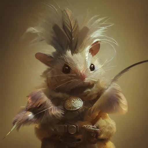 Image similar to portrait character design, a cute feathered mouse, feathers plumage, plumed by brian froud, portrait studio lighting by jessica rossier and brian froud