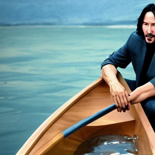 Image similar to Keanu Reeves as a canoe