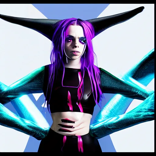 Image similar to Billie Eilish As a super villain 4k detail