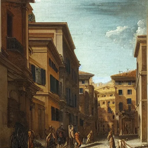 Image similar to the view down a street, buildings in rome by girolamo da catignola and martinus rørbye