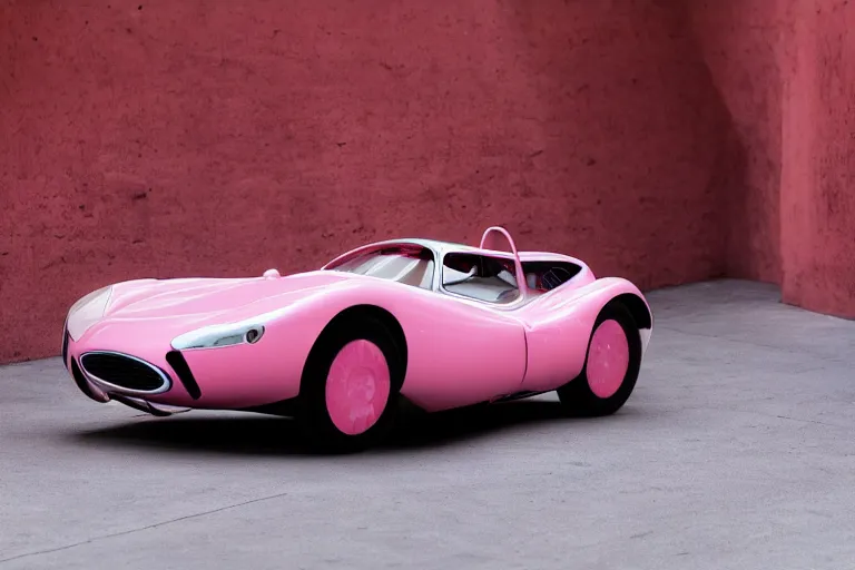 Prompt: Elegant photography of the pink panther car designed by Kanye West