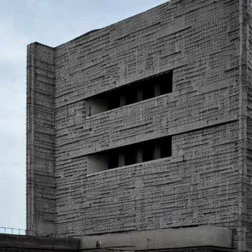 Prompt: a brutalist building made of fabric